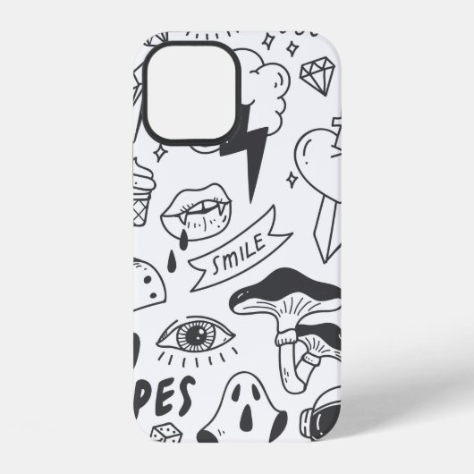 Coque iPhone 12 Ensemble de graffitis mignons gribouillés (Verso)