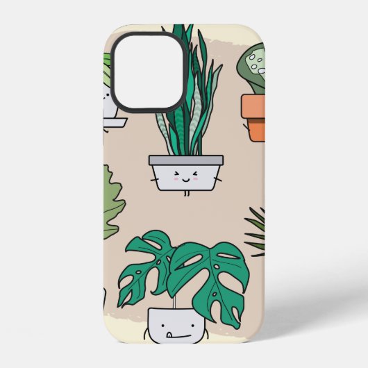 Coque iPhone 12 Ensemble de jolies plantes d'intérieur en pots. Bo (Verso)
