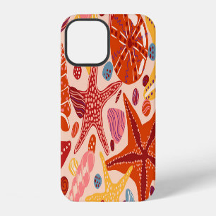 Coque iPhone 12 Été scandinave en mer : motif d'étoiles de mer