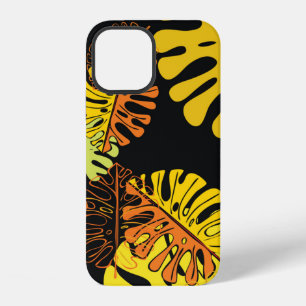 Coque iPhone 12 Été tropical avec motif de feuilles exotiques