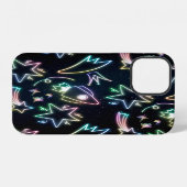 Coque iPhone 12 étoile de fusée néon (Verso Horizontal)