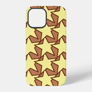 Coque iPhone 12 Étoile géométrique moderne, jaune clair et marron