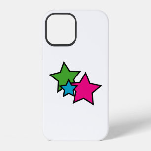 Coque iPhone 12 Étoiles Géométriques Rétro Néon Colorées