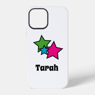 Coque iPhone 12 Étoiles jolies rose bleu vert noir Personnaliser