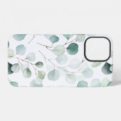 Coque iPhone 12 Étui à motif d'eucalyptus aquarelle (Verso Horizontal)