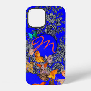 COQUE iPhone 12 ÉTUI COFFRET TOUGH INITIAL BLEU DENTELLE ANCIENNE