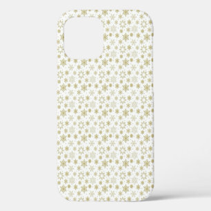 Coque iPhone 12 Étui de téléphone à motif flocon de neige doré