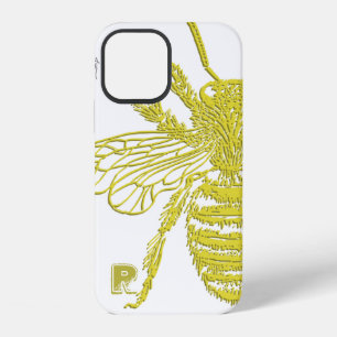 Coque iPhone 12 Étui Élégant Monogramme Abeille Or Case-Mate pour