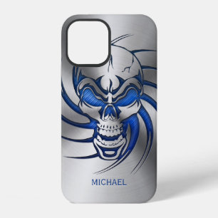 Coque iPhone 12 Étui iPhone Case-Mate aspect métallisé crâne bleu