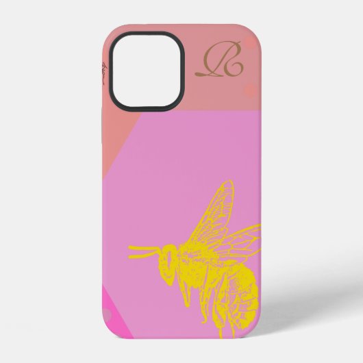 Coque iPhone 12 Étui iPhone Case-Mate Monogramme Abeille Jaune Mod (Verso)