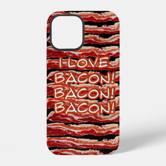 Coque iPhone 12 Étui iPhone J'adore le Bacon Bacon Bacon (Verso)
