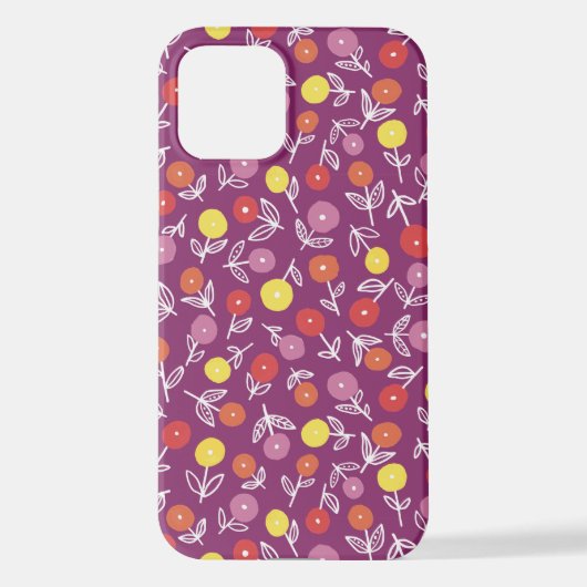 Coque iPhone 12 Étui iPhone Plum Floral Ditsy (Verso)