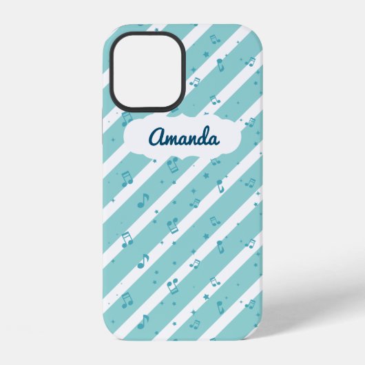 Coque iPhone 12 Étui pour iPhone 12 avec notes de musique rayées b (Verso)