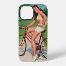 Étui pour iPhone 12 "Fille à bicyclette"