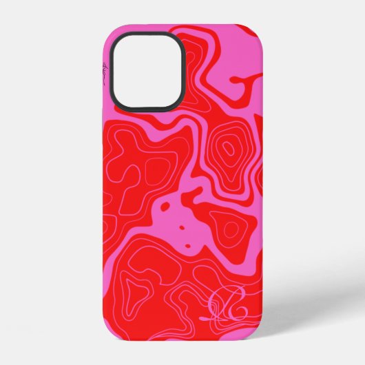 Coque iPhone 12 Étui Rose Moderne Monogramme Case-Mate pour iPhone (Verso)