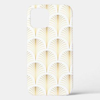 Coque iPhone 12 Éventail répétitif art déco floral élégant de styl