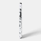 Coque iPhone 12 Explosion grise chic points d'aquarelle Texte Roug (Côté gauche)