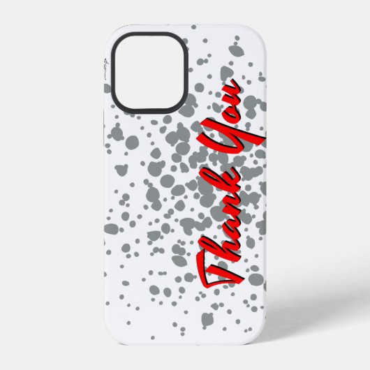 Coque iPhone 12 Explosion grise chic points d'aquarelle Texte Roug (Verso)