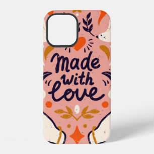 Coque iPhone 12 Fabriqué avec amour composition symétrique - elem