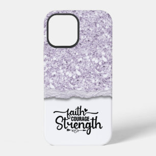 Coque iPhone 12 Faith Courage Force Calligraphie Script Citation