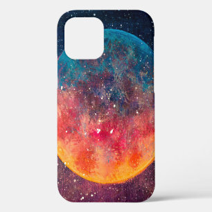 Coque iPhone 12 Fantastique peinture à l'huile belle grande planèt
