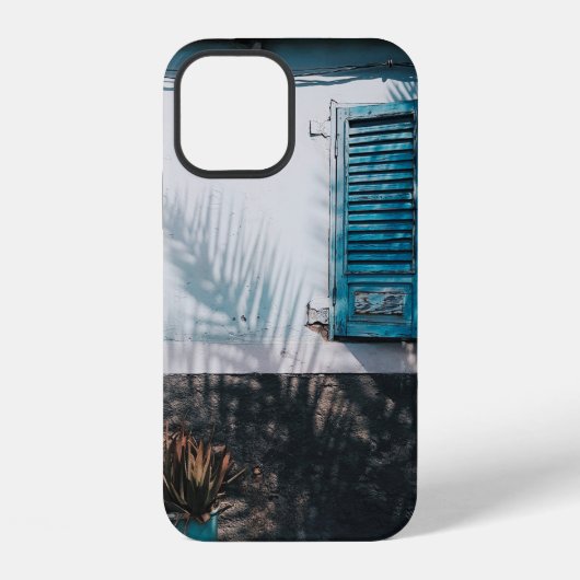 COQUE iPhone 12 FENÊTRES À LAMELLES BLEUES OUVERTES (Verso)