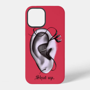 Coque iPhone 12 Fermez un art numérique bizarre avec l'oreille