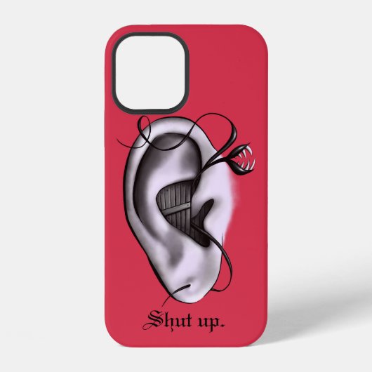 Coque iPhone 12 Fermez un art numérique bizarre avec l'oreille (Verso)
