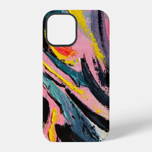 Coque iPhone 12 Fête du printemps. Peinture texturée multicolore.