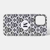 Coque iPhone 12 Feuille Damask Black Pattern (Custom) (Verso Horizontal)