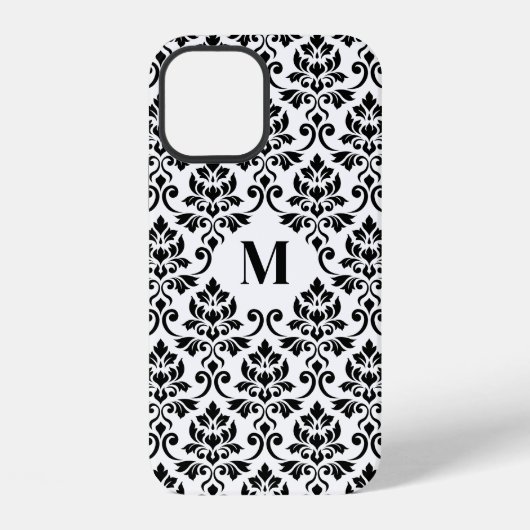 Coque iPhone 12 Feuille Damask Black Pattern (Custom) (Verso)