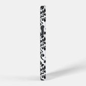 Coque iPhone 12 Feuille Damask Lg Motif noir sur blanc (Côté droit)