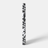 Coque iPhone 12 Feuille Damask Lg Motif noir sur blanc (Côté gauche)