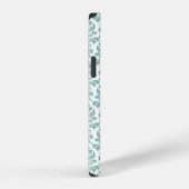 Coque iPhone 12 Feuille de Damas motif sarcelle (Côté droit)