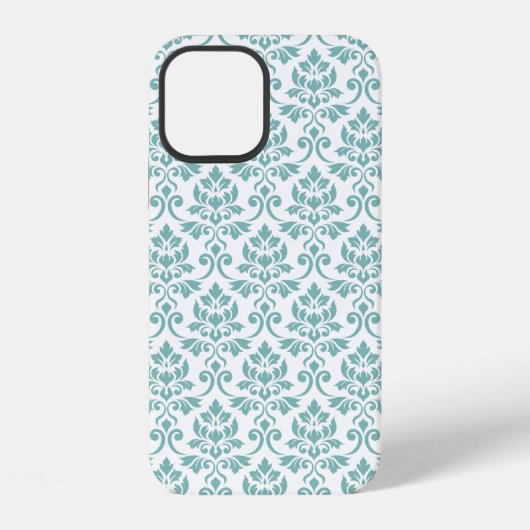 Coque iPhone 12 Feuille de Damas motif sarcelle (Verso)
