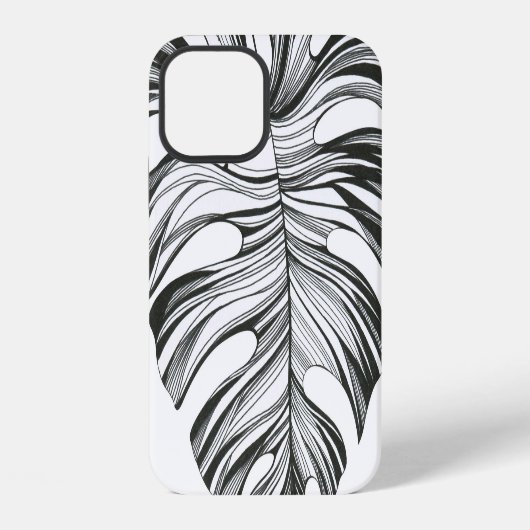 Coque iPhone 12 Feuille de Monstera : Élément naturel tropical. (Verso)