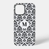 Coque iPhone 12 Feuille Motif Damask Noir (Sur mesure) (Verso)