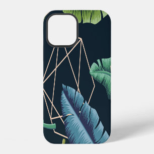 Coque iPhone 12 Feuilles Abstraites : Ligne Polygonale Sans Coutur