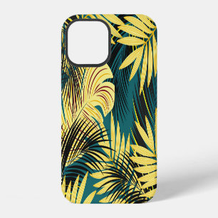 Coque iPhone 12 Feuilles de palmiers : Vintage foncé