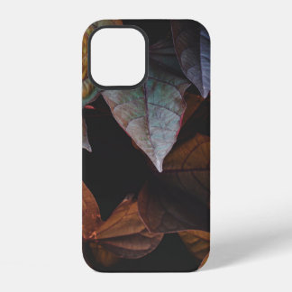 COQUE iPhone 12 FEUILLES ROUGE ET VERT SUR ARRIÈRE - PLAN NOIR
