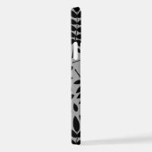 Coque iPhone 12 Feuilles tombés Lg Motif noir sur gris (Côté droit)