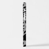 Coque iPhone 12 Feuilles tombés Lg Motif noir sur gris (Côté gauche)