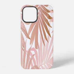Coque iPhone 12 Feuilles tropicaux : motif à dégradé brillant.