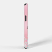 Coque iPhone 12 Flamant rose rose monogramme (Côté droit)