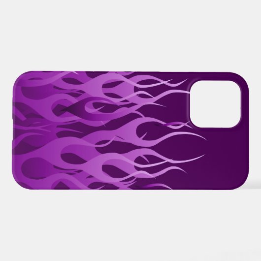 Coque iPhone 12 Flammes de course violet cool (Verso Horizontal)