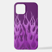 Coque iPhone 12 Flammes de course violet cool (Verso)