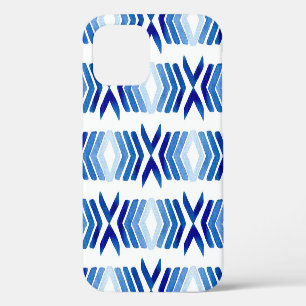 Coque iPhone 12 Flèches de Losange Bleu Motif Aquarelle