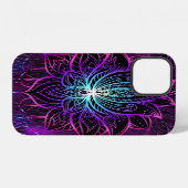 Coque iPhone 12 Fleur de lotus néon imprimé boho (Verso Horizontal)
