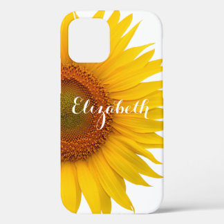 Coque iPhone 12 Fleur de tournesol Jaune Floral Personnalisé