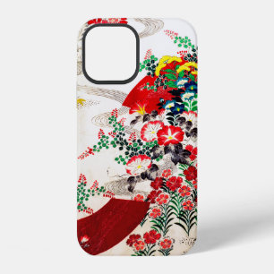 Coque iPhone 12 Fleur et eau courante, motif japonais